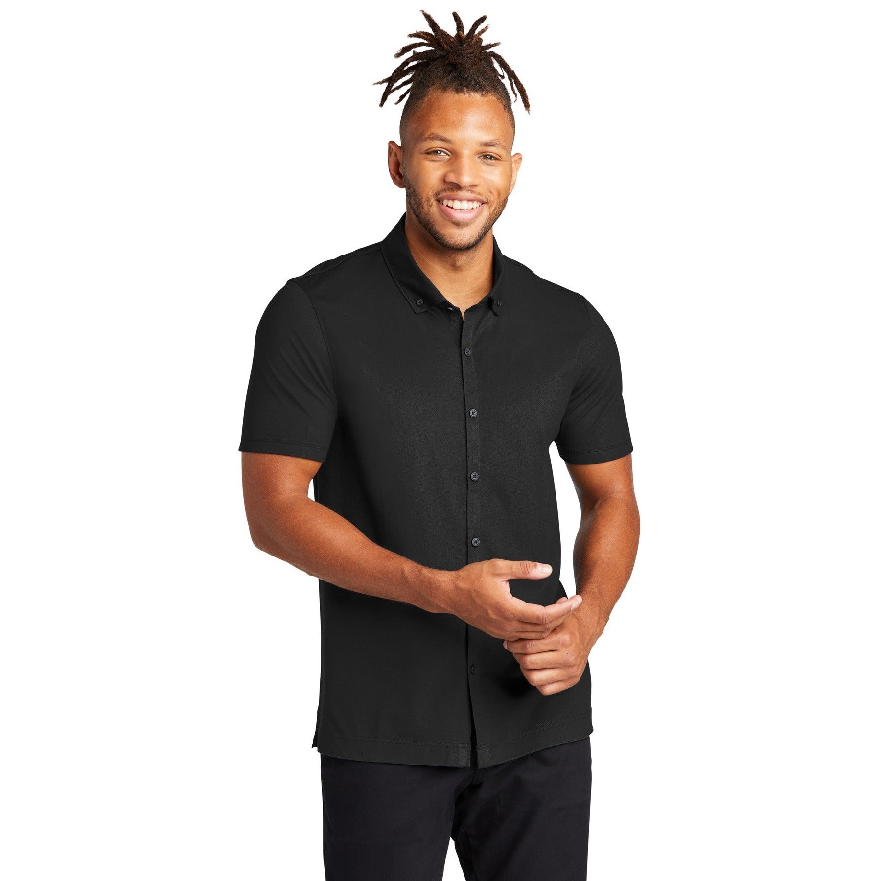 Mercer+Mettle-Mercer+Mettle® Stretch Pique Full-Button Polo MM1006-MedTech-3